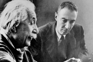 The Meeting of Oppenheimer and Einstein scene